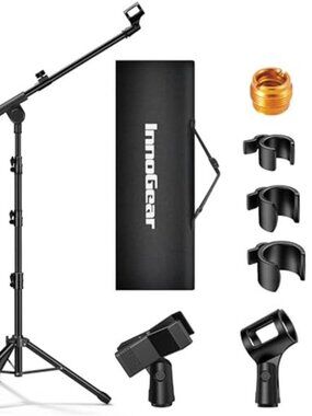 Microphone Stand, 2 Pack Tripod Boom Arm Floor Mic Stand Height Adjustable